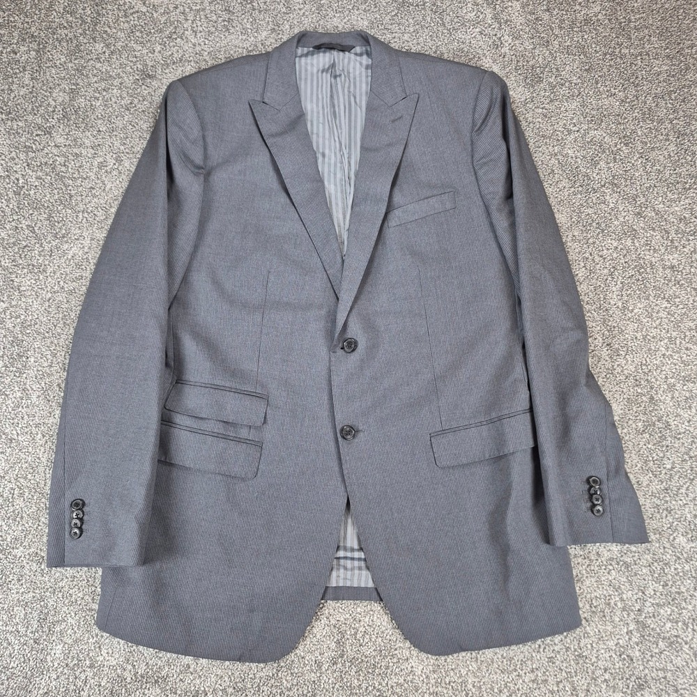 Banana Republic Blazer Mens 46L Gray Marzotto Italian Wool Micro Stripe‎ Jacket